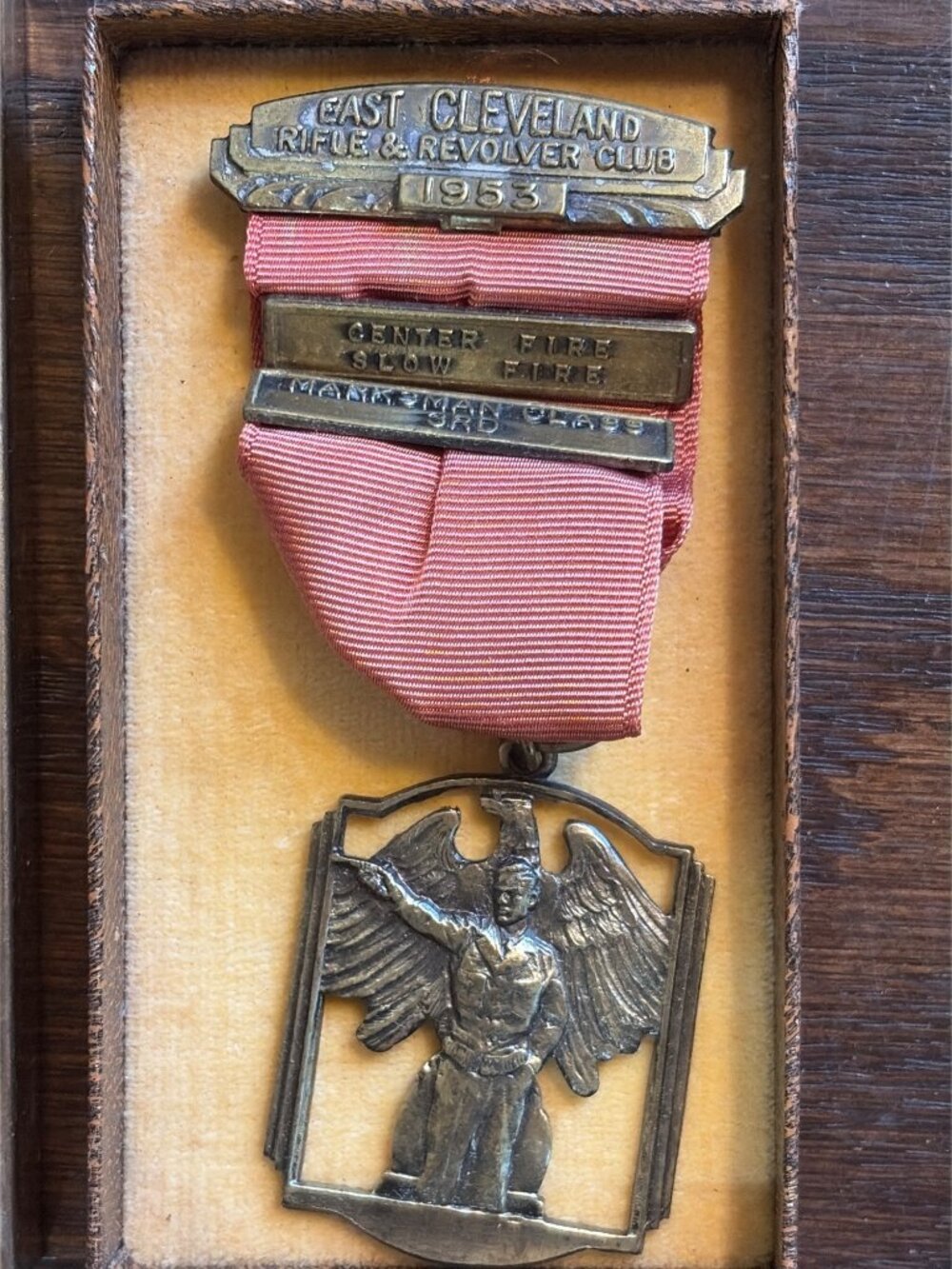 VTG 1953 East Cleveland Rifle & Revolver Club Marksman Class 3rd Medal & Ribbon